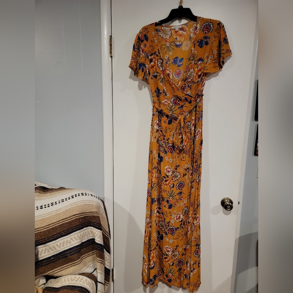 Patrons of Peace Floral Maxi Dress - Mustard and Multicolor